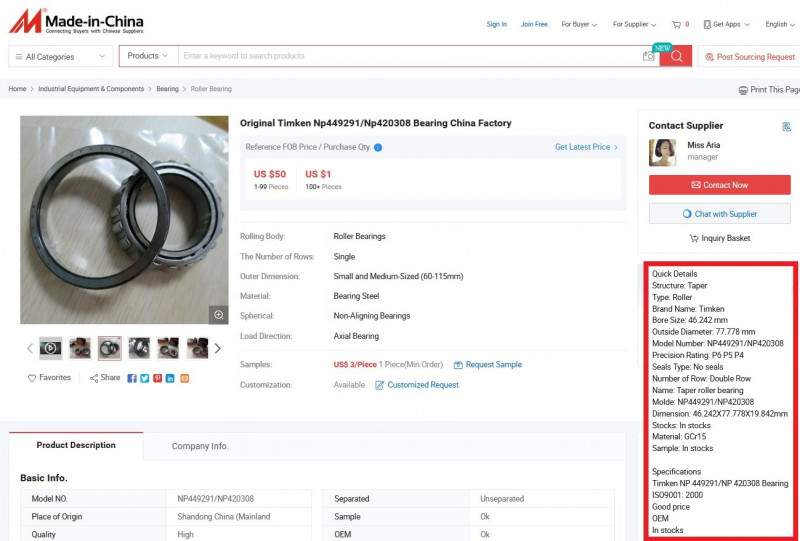 Ložisko Timken Timken Np449291-Np420308 Bearing China Factory.jpg